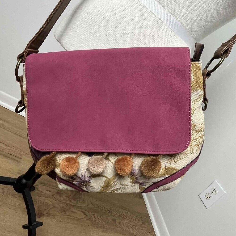 Meli Melo Paris Cream Purple Pink Floral Purse Crossbody Bag
